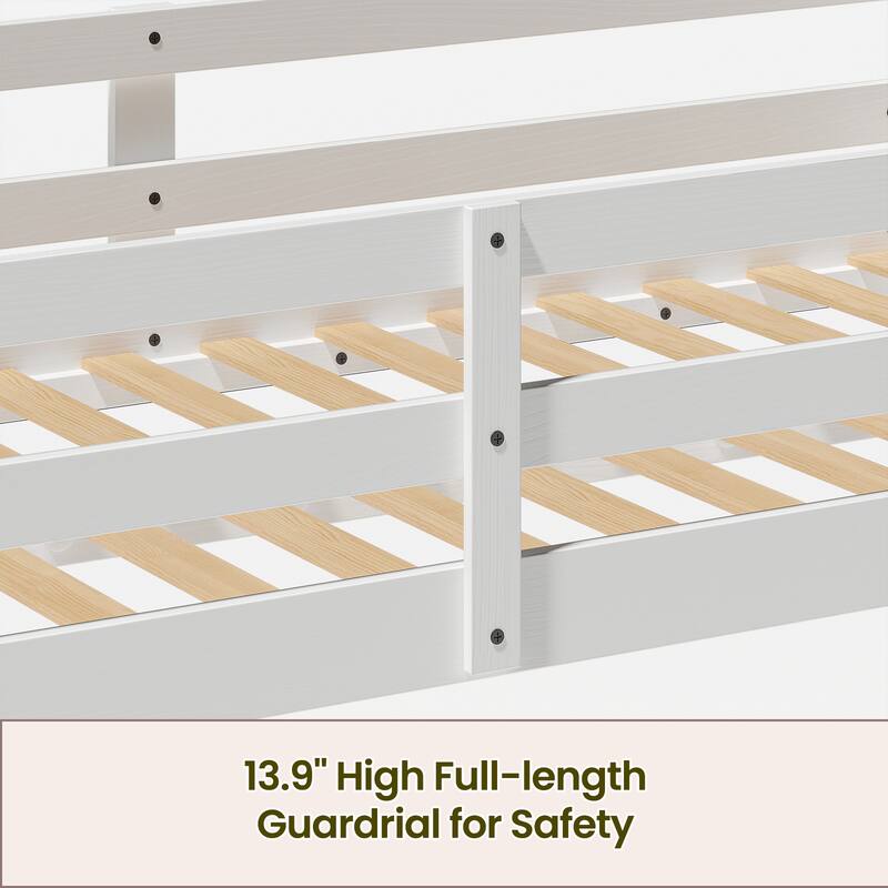 Convertible Twin Loft to Bunk Bed with LED Lights, Solid Wood Frame, White - 400lbs Capacity