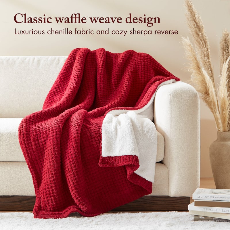 Madison Park Eden Waffle Knit Chenille Throw 50x60"