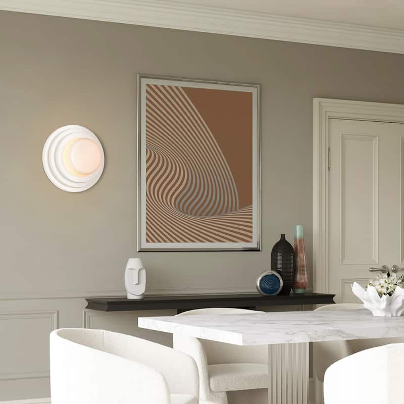 11.8" W Modern Minimalist White Cake-Shaped Tiered Milk Glass Shade Wall & Ceiling Light for Bedroom, Hallways