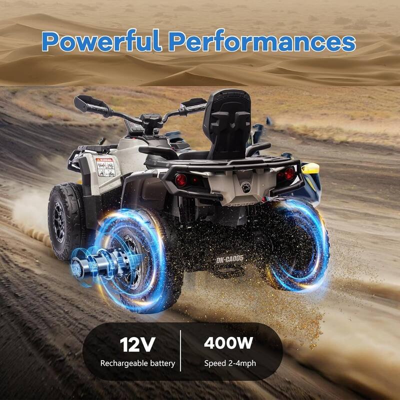 12V Kids 2 Seater Ride On Toy Car, Electric ATV Vehicles for Kids Best Gift