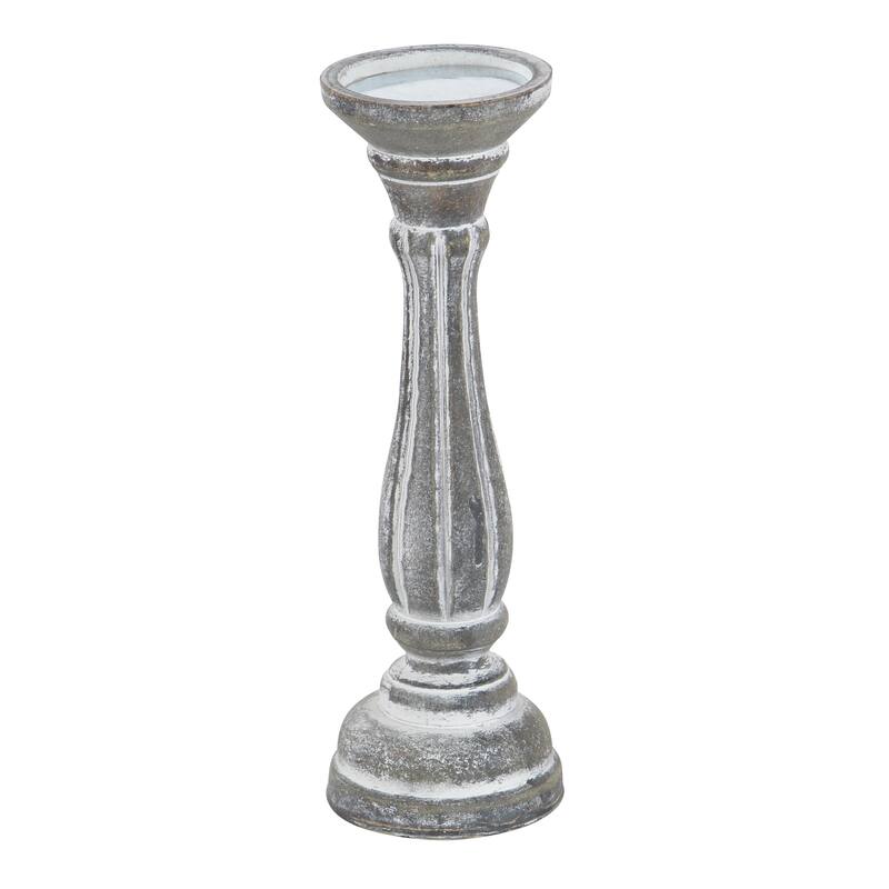 Gray, Green, Brown or Blue Wooden Distressed Turned Decorative Candle Holder (Set of 3)