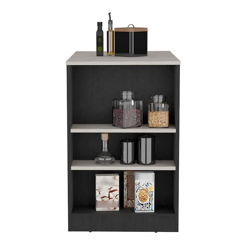 Kitchen Bar Table with Open Storage Shelves, Durable Construction, and Compact Design for Small Spaces and Dining Areas