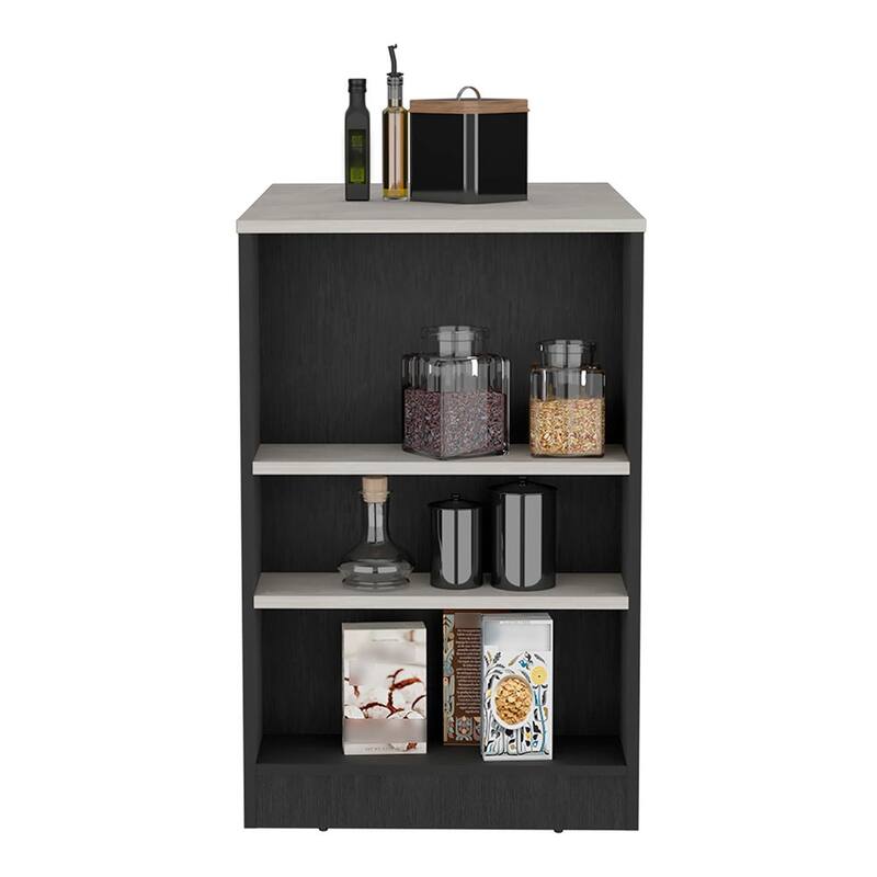 Kitchen Island, Kitchen Bar Table 36" H, with 3-Side Shelves