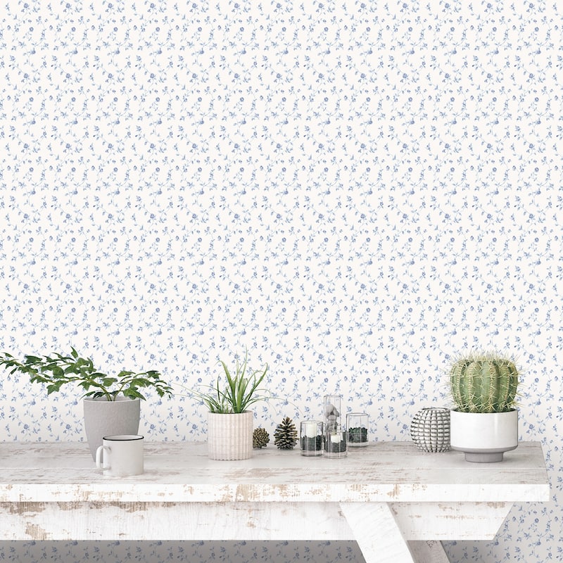 Galerie Wallcoverings Miniatures 3 Rose Bud Trellis Vine Design Vinyl on Non-woven Matte Wallpaper Roll