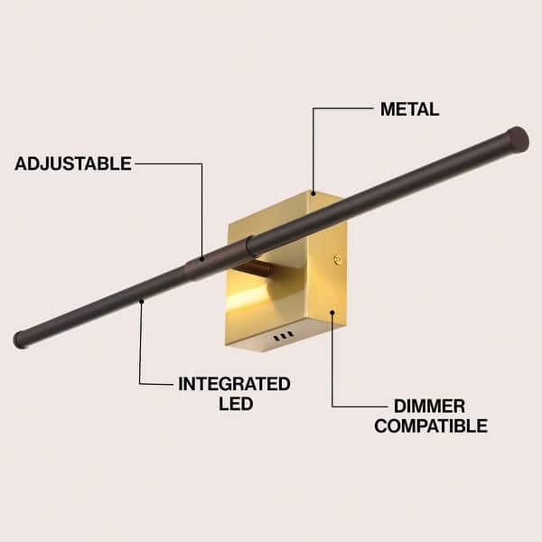 dimension image slide 20 of 34, JONATHAN Y 28" Dimmable Integrated LED Metal Wall Sconce