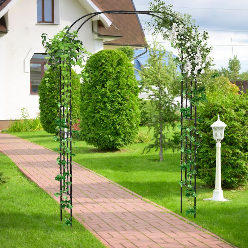 Gymax 95'' Garden Arch Trellis w/PE Wrapped Metal Pipes Ground Stakes