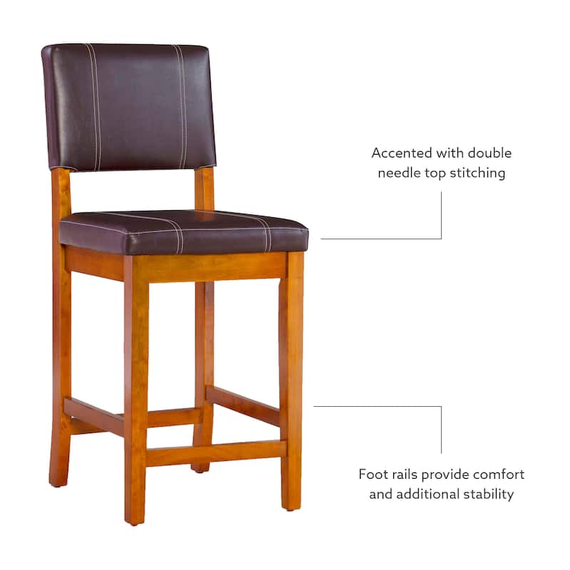 Linon Clover 24-inch Dark Brown Faux Leather Counter Stool