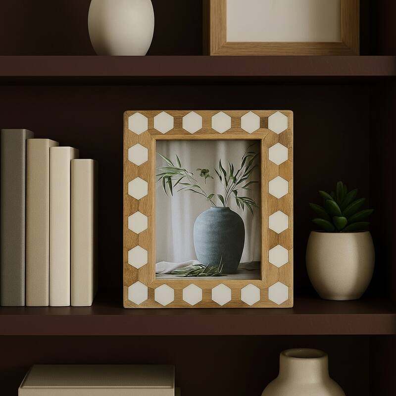 Wood Resin Hexagon Picture Frame - White, 5x7 in.