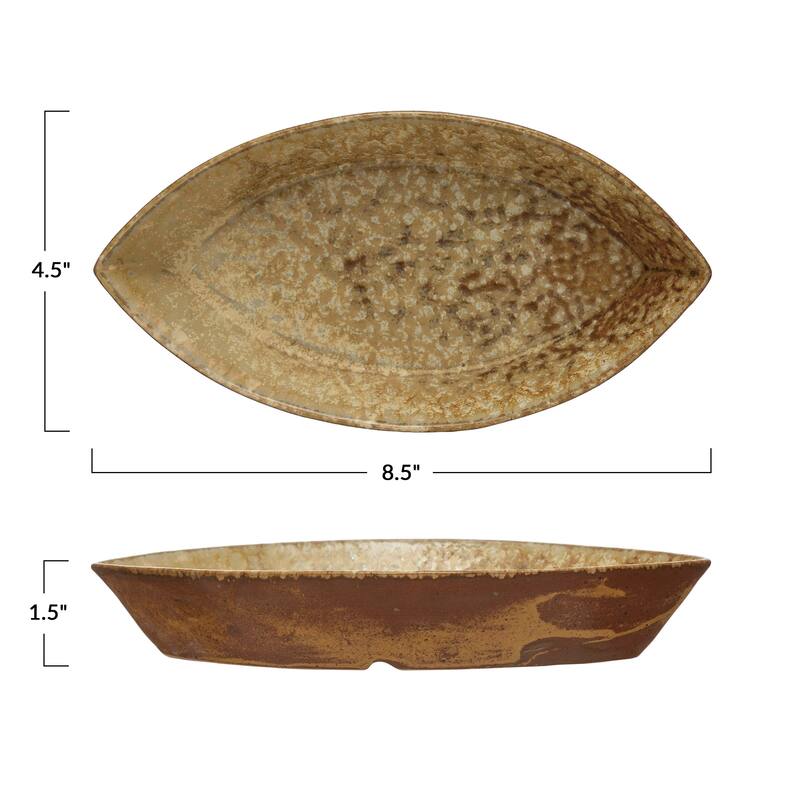 Stoneware Plate with Reactive Glaze - 8.6"L x 4.6"W x 1.5"H