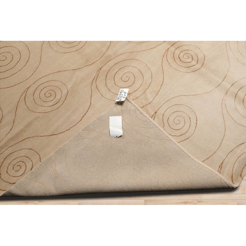 Hand Knotted Tufenkian Beige Tibetan Wool & Silk Modern Area Rug - 8' 6'' x 9' 6''