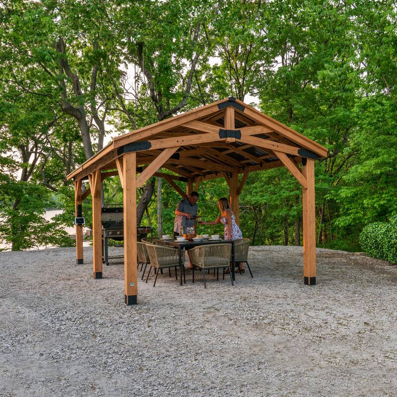 Backyard Discovery Norwood 20x12' Cedar Wood Gazebo with Steel Roof