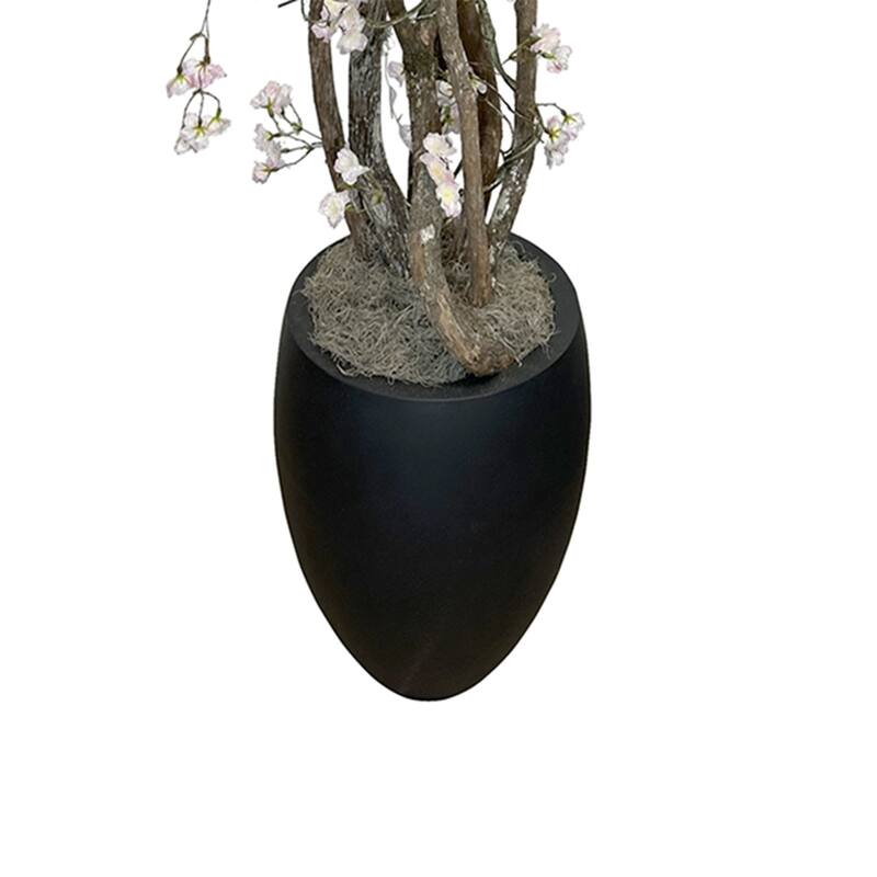 6.5 ft Cherry Blossom Tree in Fiberstone Planter - Green