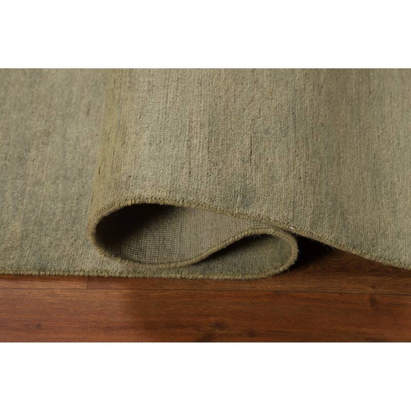 Hand Knotted Oriental 100% Wool Carpet Modern Modern Green Gabbeh Runner Rug - 9' 9'' X 2' 9''