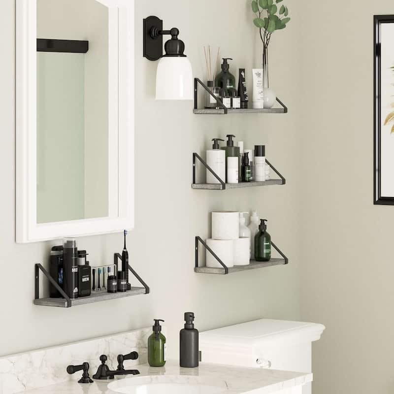 Wallniture Ponza 17" x 4.5" Floating Shelves for Living Room, Wall Storage