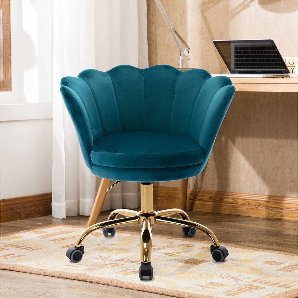 Green Velvet Swivel Shell Chair for Living Room