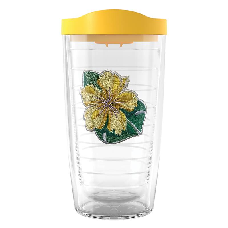 Tervis Tropical Hibiscus Collection Made in USA Double Walled Insulated Travel Tumbler, Tropical Yellow Hibiscus - 16oz