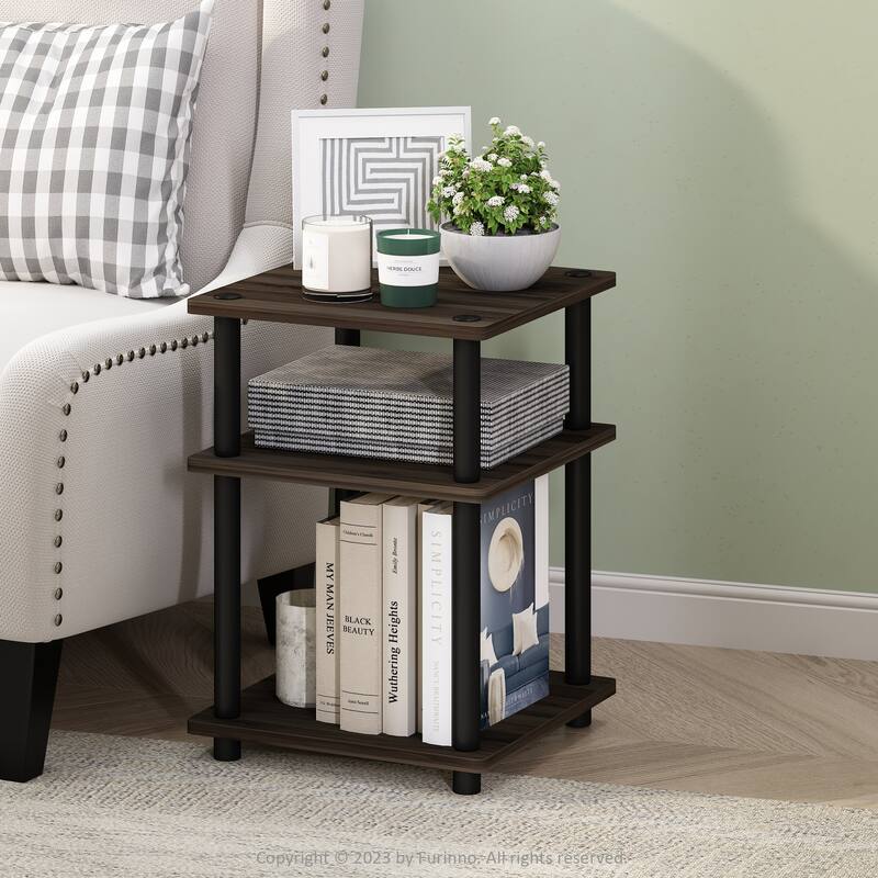 3 Tiers Wood Household Shelving Unit in Brown/Black (14.6 in. W x 20.7 in. H x 14.6 in. D)