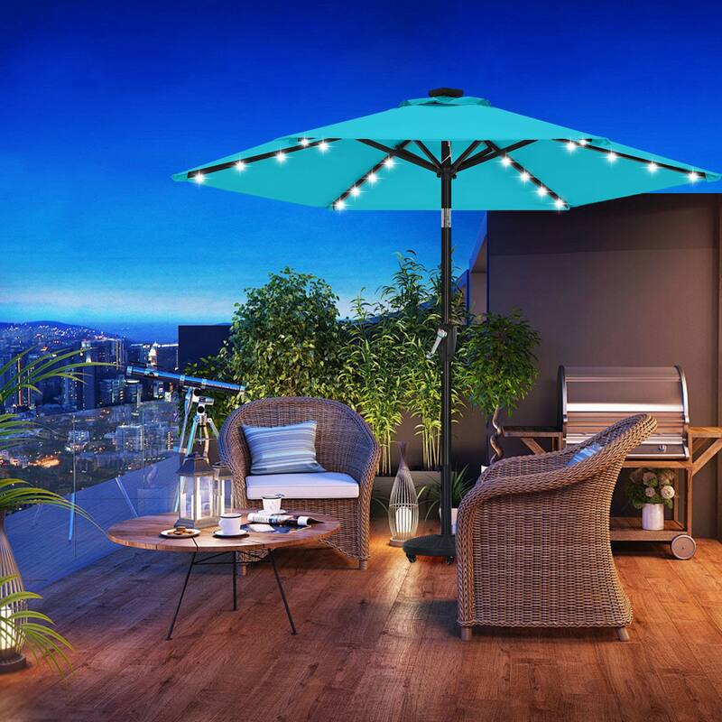 ABCCANOPY 7.5FT Outdoor Patio Solar Umbrella with 24LED Lights