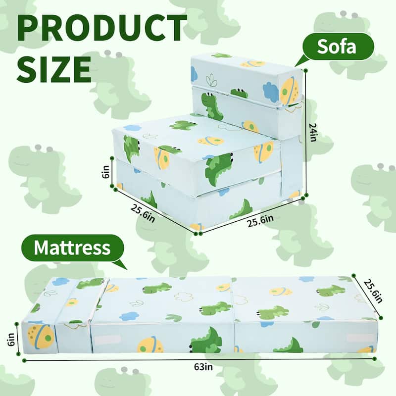 DoCred Kids Folding Sofa, Convertible Floor Mattress, Bed, Play Couch
