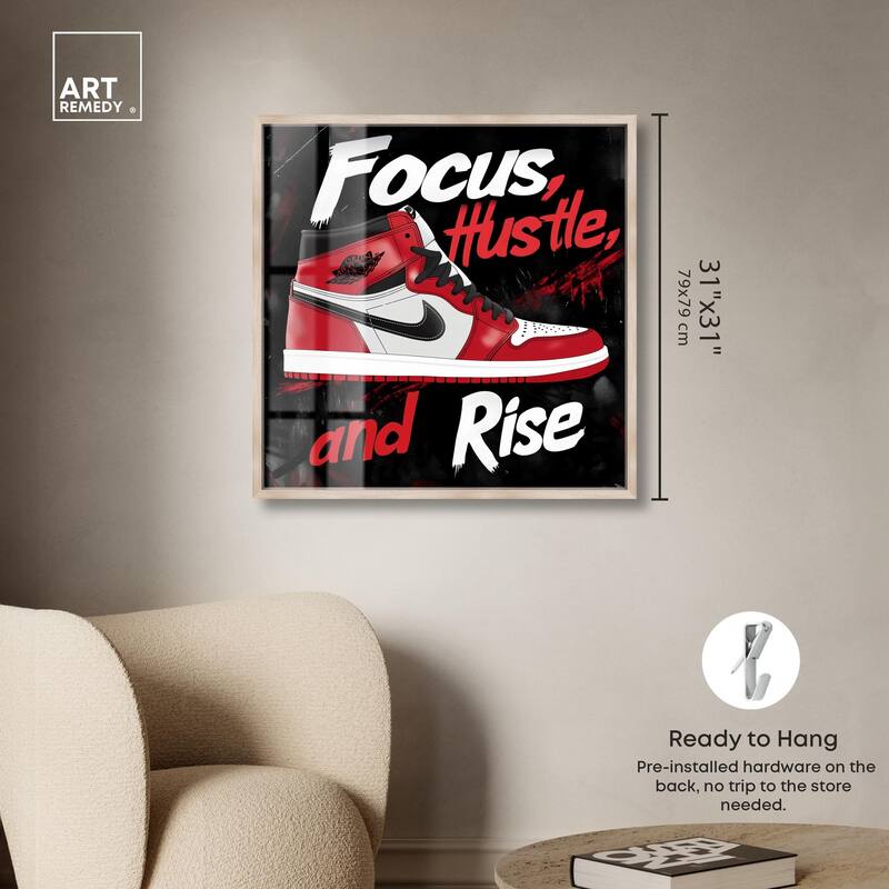 Hustle and Rise Sneaker Red Shadowbox by Art Remedy