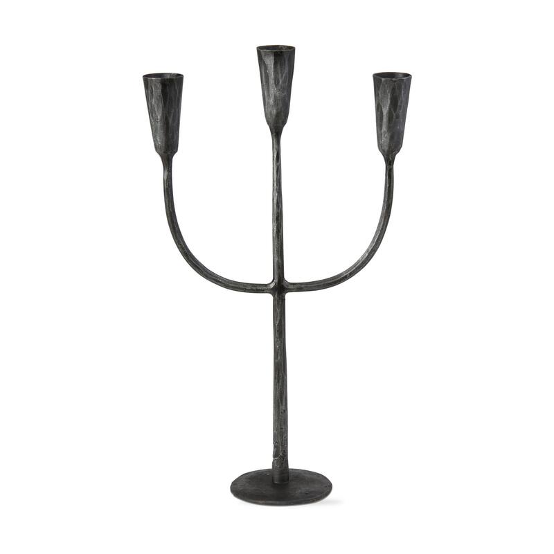 Cody Black Metal Trident 3 Taper Holder Candlestick Holder, 8.75L x 3.25W x 16.0H inches
