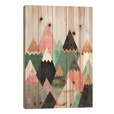 Pretty Mountains Print On Wood by Elisabeth Fredriksson - Multi-Color