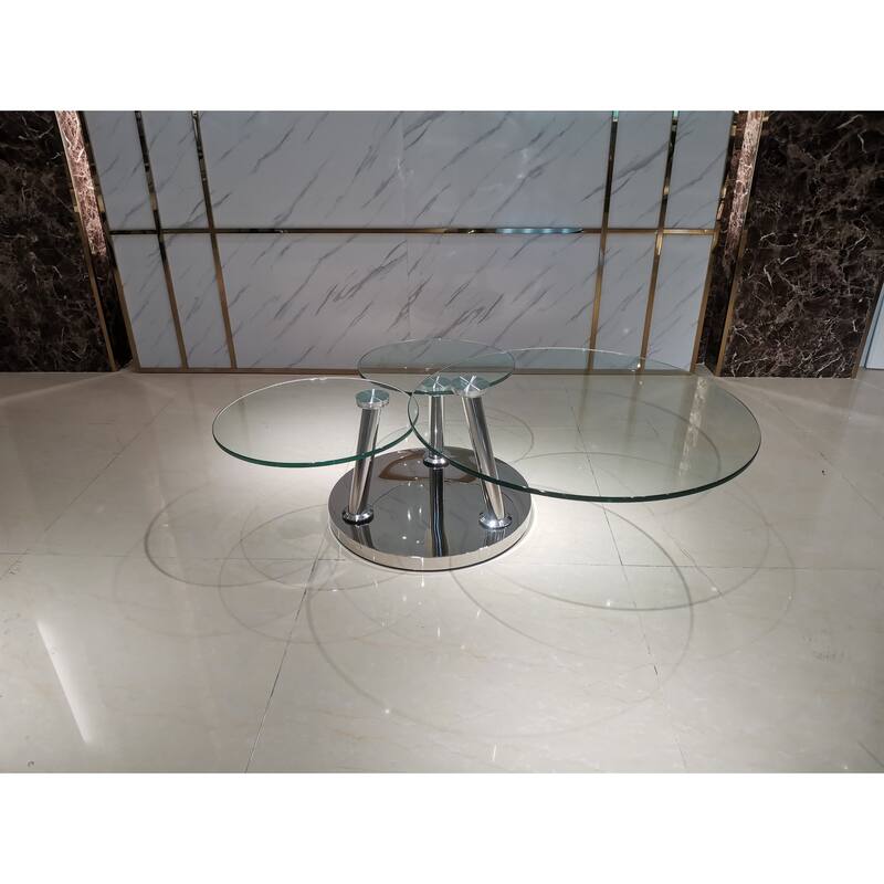 Motion Coffee Table with clear glass top & chrome base