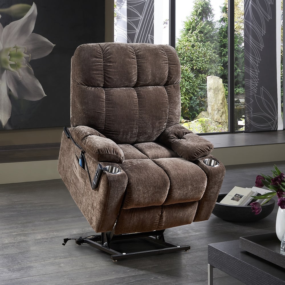 GDFStudio Power Lift Recliner Chair for Elderly Infinite Position Lay Flat 180° with Heat Massage