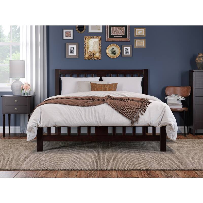 Twin Walnut Brown Kaia Mid-Century Platform Bed with Angled Legs and Classic Low Profile Design
