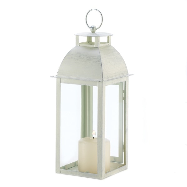 Set of 2 Weathered Ivory Candle Lanterns