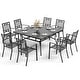 preview thumbnail 41 of 54, MAISON ARTS 9-Piece Patio Dining Set, 60 Inch Square Metal Table and 8 Metal Dining Chairs
