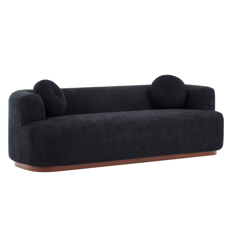 Christopher Knight Home - Polyster Upholstered 3-Seater 84.57" Compressed Sofa with Solid Rubberwood Base