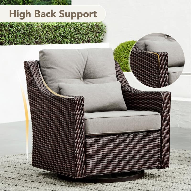 Murphy Outdoor Wicker Patio Outdoor Sofa Swivel Chair Coffee Table