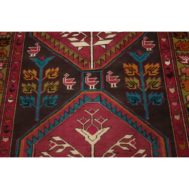 Hand Knotted Oriental 100% Wool Carpet Traditional Tribal Pink Ardebil Runner Rug - 10' 4'' X 3' 11''