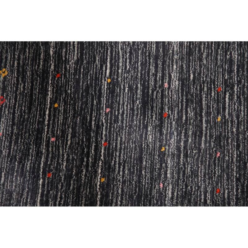 Striped Gabbeh Oriental Area Rug Wool Carpet - 8'9" x 11'6"