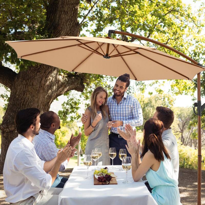 COSIEST 10FT Offset Patio Umbrella，360-Degree Rotation, UV & Waterproof Canopy