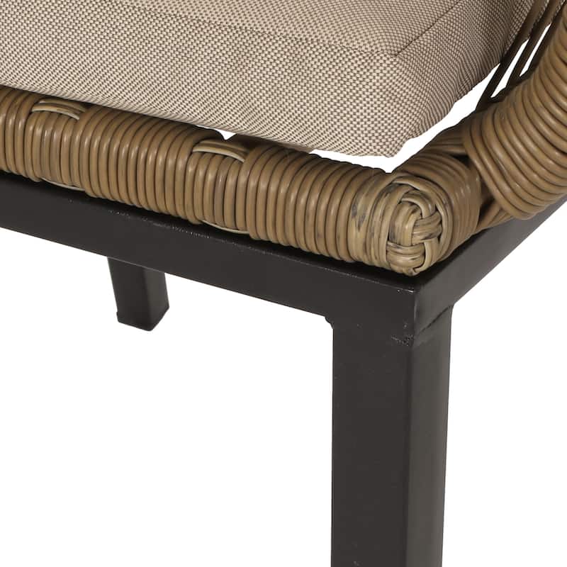 Brown Beige Wicker Dining Chairs Set of 2 with Cushions, Club Chair Patio Chair Reception Chair Side Chair