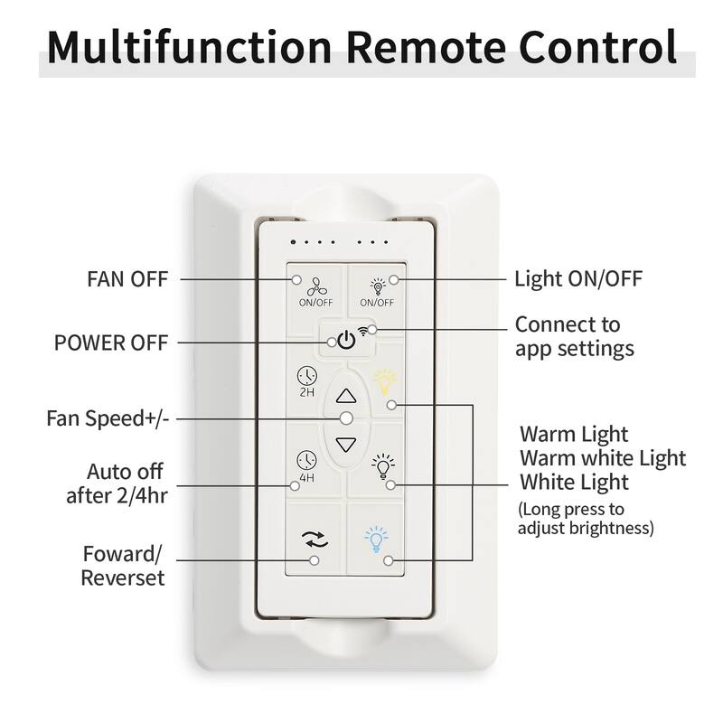 Energy-Efficient Remote Control Ceiling Fan with 6-Speed Reversible DC Motor & Dimmable 3 Color LED Light
