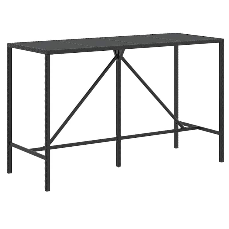 vidaXL 5 Piece Patio Bar Set with Cushions Black Poly Rattan - 15.7" x 17.3" x 42.5"