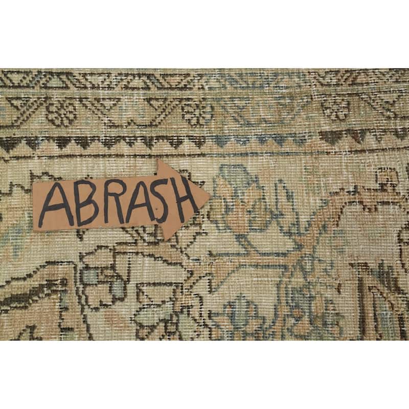 Hand Knotted Oriental 100% Wool Carpet Traditional Floral Peach Heriz Area Rug - 12' 4'' X 9' 4''