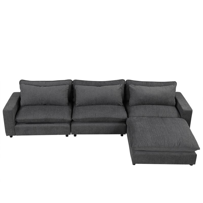 L-Shaped Reversible Sleeper Sectional Couch Pull Out Sofa Bed with Storage Racks, 2 Pillows and USB Port for Living Room