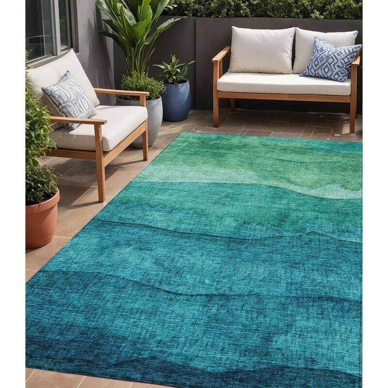 HomeRoots Abstract Modern Rectangle Outdoor Rug - 5' X 8'