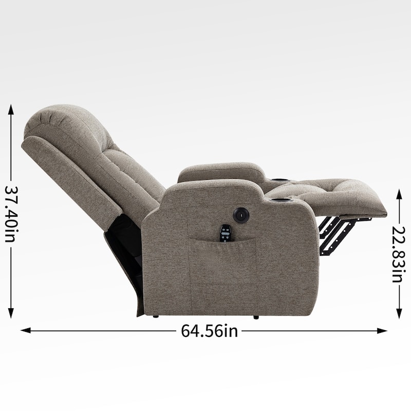 Lazy Boy Power Lift Recliner Chair, Modern Single Motor Massage Sofa Chair with Lumbar Heating, USB Charging Port, Cup Holders