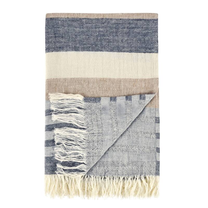 Villa by Classic Home Crawford 100% Belgian Linen 50x70 Throw Blanket
