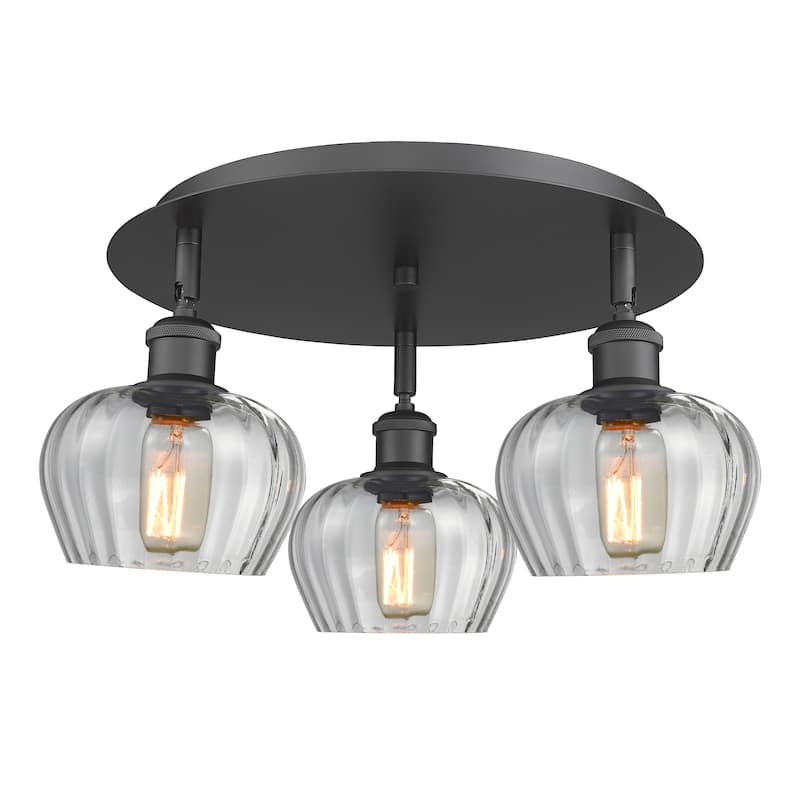 Innovations Lighting Fenton - 3 Light 18" Flush Mount - Clear/Matte Black