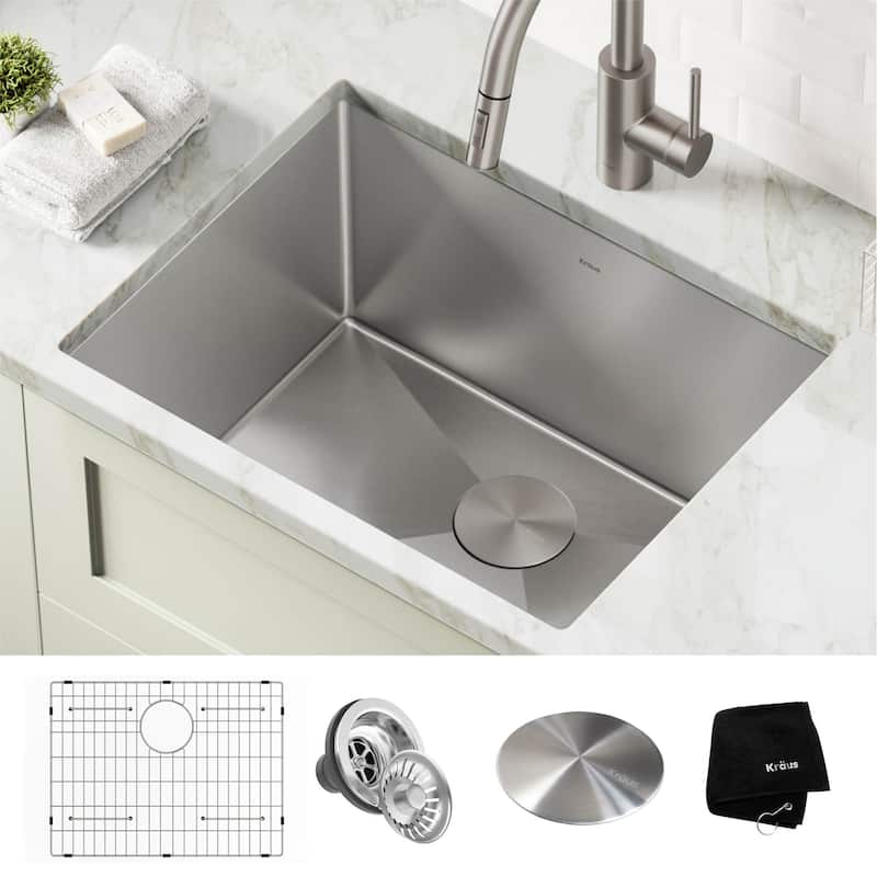 KRAUS Standart PRO Undermount Single Bowl Stainless Steel Kitchen Sink