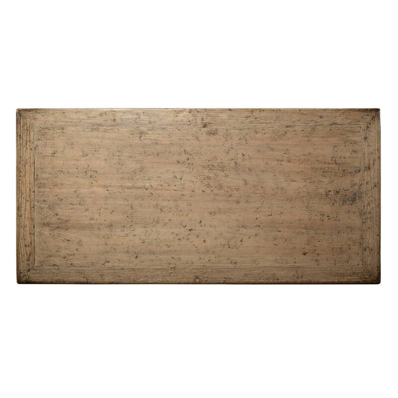66 Inches Wide Ming Arch Coffee Table Weathered Natural with Distressed Gray