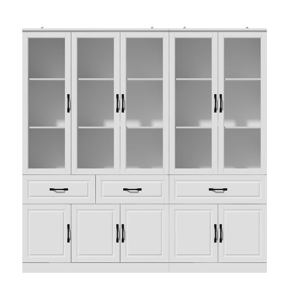Large White Buffet Elegant Kitchen Cabinet with Glass Doors Dislplay On Sale Bed Bath Beyond 37888467