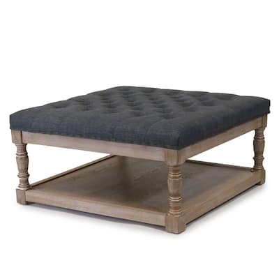 Cairona Tufted Textile 34-inch Shelved Ottoman Table