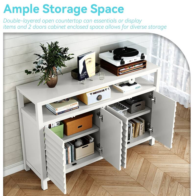 Modern Storage Cabinet, 4 Door Organizer with Adjustable Shelves